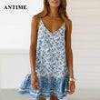 Load image into Gallery viewer, Antime Boho Summer Dress Beach Mini Casual Sundress Sleeveless Women Bohemian Spagetti Strap Dresses Print - The Sweetest Tee
