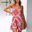 Load image into Gallery viewer, Antime Boho Summer Dress Beach Mini Casual Sundress Sleeveless Women Bohemian Spagetti Strap Dresses Print - The Sweetest Tee