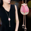 Load image into Gallery viewer, Silver or Gold Elegant Opal Flower Tassel Long Necklace (2 colors) - The Sweetest Tee