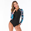 Load image into Gallery viewer, Bikini 2020 Surfing Swimsuit for Women Long Sleeve One Piece Bodysuit Leaves Print Sexy Bikini Brasileño Summer Push Up Swimwear