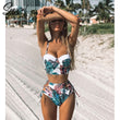 Load image into Gallery viewer, High Waist Bikini Push Up Bandage Bikini Swimwear Women Floral Two Pieces Swimsuit Strappy