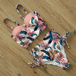 Load image into Gallery viewer, High Waist Bikini Push Up Bandage Bikini Swimwear Women Floral Two Pieces Swimsuit Strappy