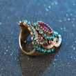 Load image into Gallery viewer, Vintage Gold Mosaic Blue & Pink Crystal Ring - The Sweetest Tee