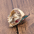 Load image into Gallery viewer, Vintage Gold Mosaic Blue & Pink Crystal Ring - The Sweetest Tee