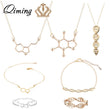 Load image into Gallery viewer, Geometric Statement Necklace Women Female Serotonin Molecule Pendant DNA Polygon Caffeine Chain Necklace Jewelry Gift For Girls