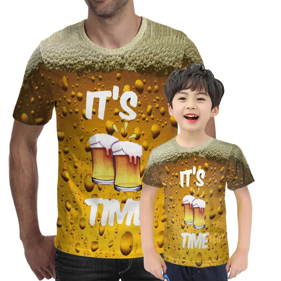 3D short sleeve beer printed T-shirt