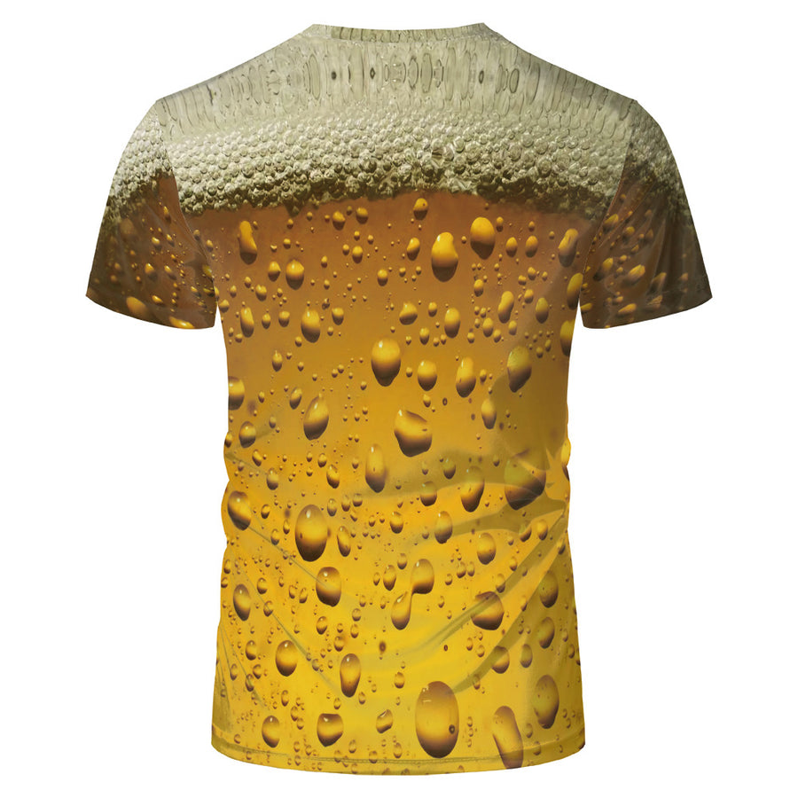 3D short sleeve beer printed T-shirt