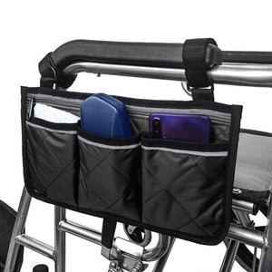 Outdoor Wheelchair Side Pouch Storage Bag Armrest Pocket Organizer Holder Pack