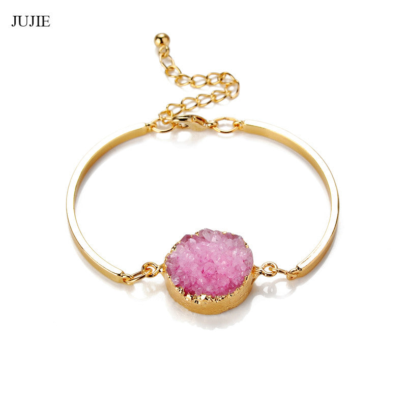 Natural Stone Druzy Gold Bracelet (3 colors) - The Sweetest Tee