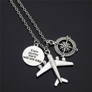 "Every Journey Starts With One Step" Travel Necklace (5 designs) - The Sweetest Tee