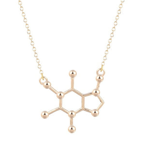 Geometric Statement Necklace Women Female Serotonin Molecule Pendant DNA Polygon Caffeine Chain Necklace Jewelry Gift For Girls